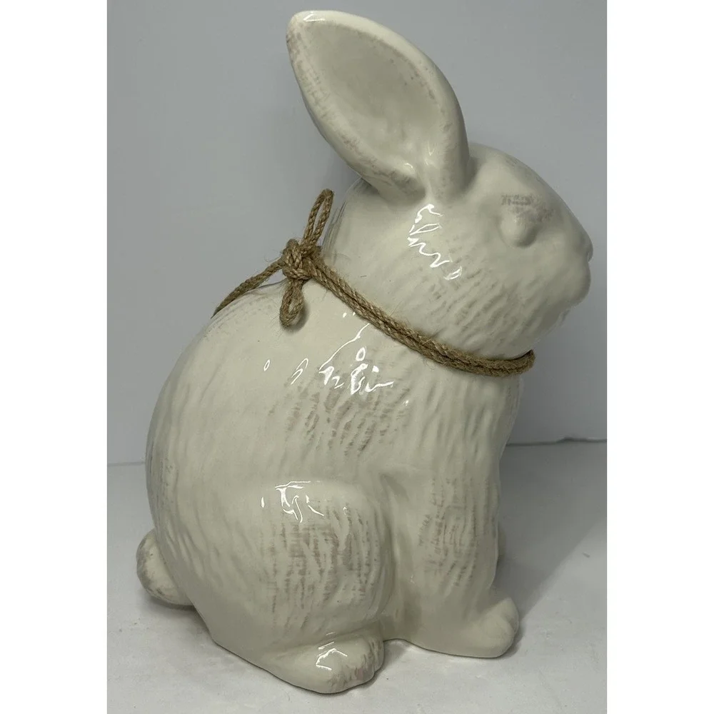 Rabbit‎ Figurine Ceramic White 8.5